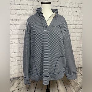 State of Mine Womens Sweatshirt Size XL Blue White Striped Long Sleeve Missouri